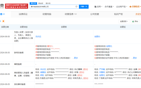 宗馥莉接任景宁娃哈哈饮料公司执行董事